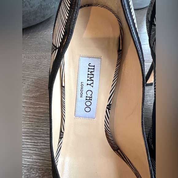 NEW: Jimmy Choo - Open-toe Heels - Black & White Art Deco - 37 EU (7 US) - Picture 7 of 7